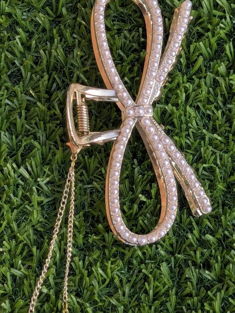 Pearl Hanging Golden Claw Clips