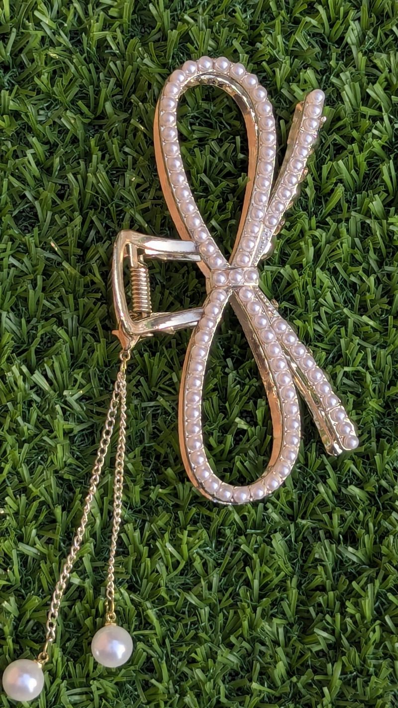 Pearl Hanging Golden Claw Clips